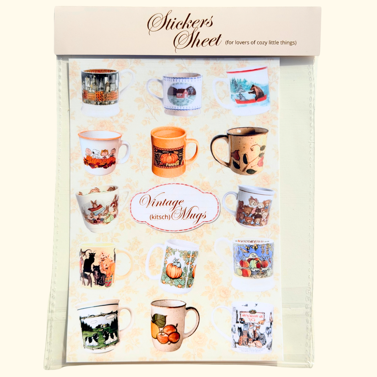 Planche de stickers mugs vintage