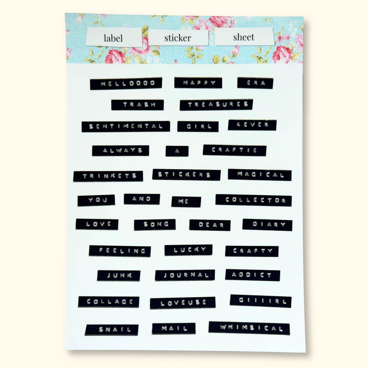 Planche de stickers mots DYMO